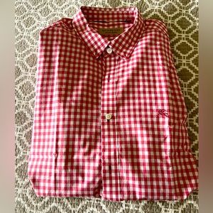 Men’s Burberry London red and white long-sleeve gingham button down shirt XL